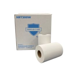 White Hardwound Towels - 8" x 300' - 1-Ply - 12 Rolls/Case