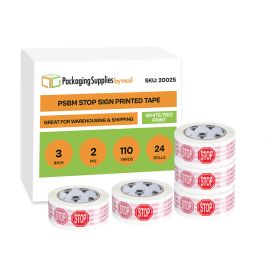 White Red Stop Sign Printed Tape 24 Qty